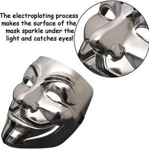 Guy Fawkes  V For Vendetta Anonymous Chrome Halloween Cosplay Party Face Mask